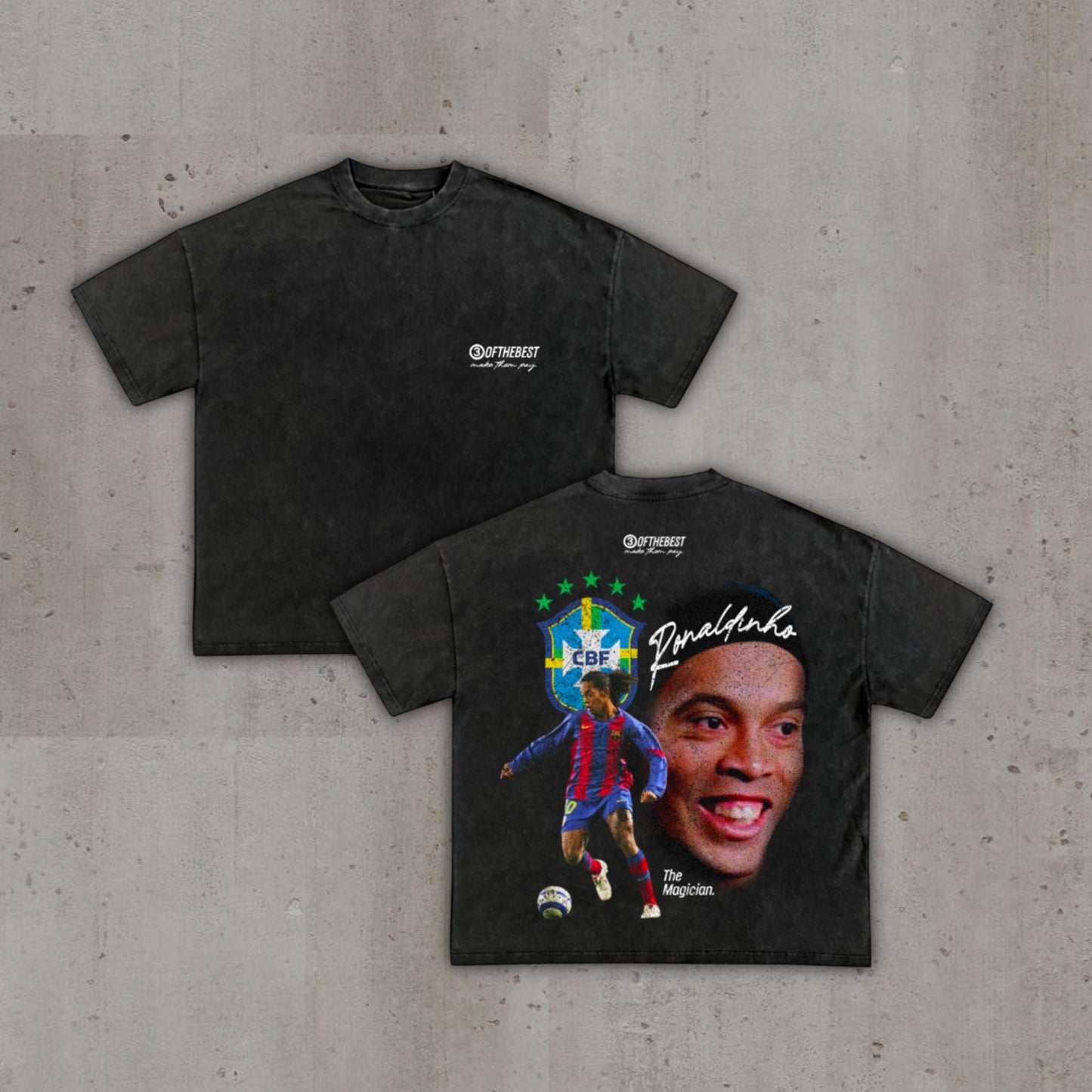 Ronaldinho Oversized Graphic Tee - Washed Black