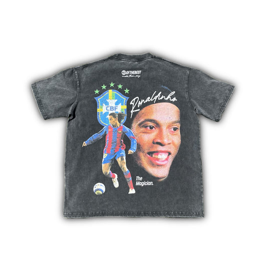 Ronaldinho Oversized Graphic Tee - Washed Black